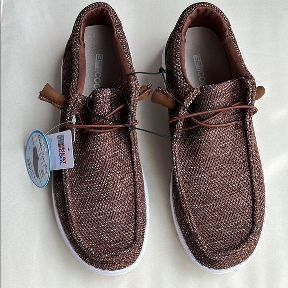 32 Brown Canvas Cusioned Boat shoe Slip-On Loafer - Picture 3 of 13